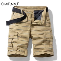 mens summer cotton cargo shorts 2021 new fashion stripe casual multi pocket short pants loose army tactical military shorts men