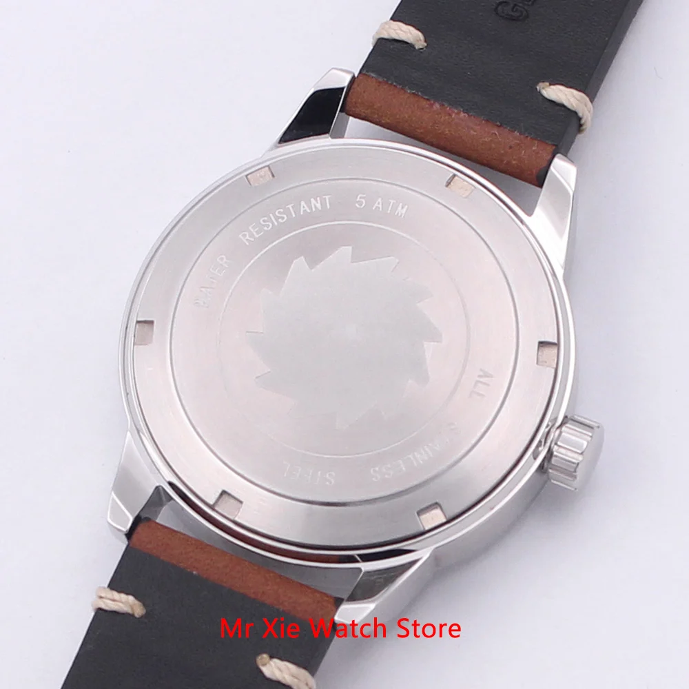

Corgeut 41mm Blue Dial Luminous Mens Automatic Mechanical Watch Waterproof Calendar Sapphire Leather Strap Wristwatch Men