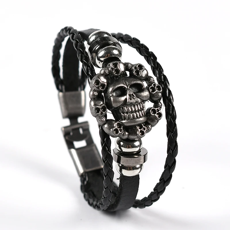 

Cross-border hot-selling accessories retro woven double buckle cowhide bracelet simple hundred matching decorations personality