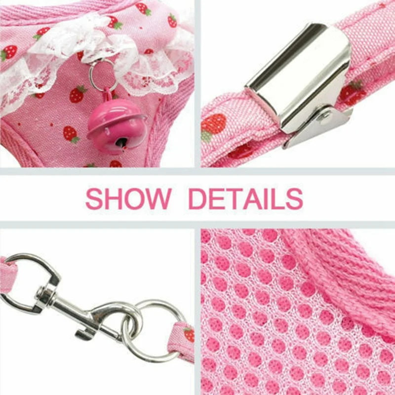 

High Quality Lace Cat Dog Harness Leash Set Soft Mesh Pet Puppy Vest Lead For Small Medium Plus Size