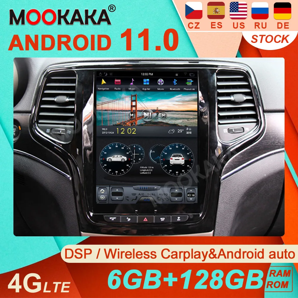 Android 11 6 + 128G 2DIN Tesla для Jeep Grand Cherokee 2014-2018 автомобильное радио мультимедийный плеер