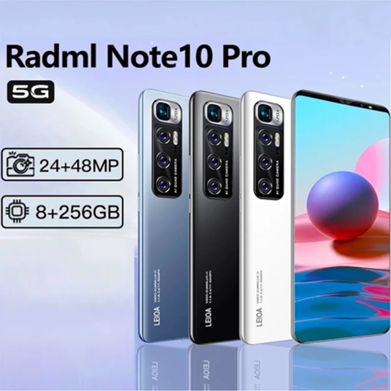 

Global Version RadmI Note 10 Pro 6.1 Inch Smartphone 12G+512G 4800mAh Battery Android Phone Face Unlock 4G 5G Phone Google WiFi