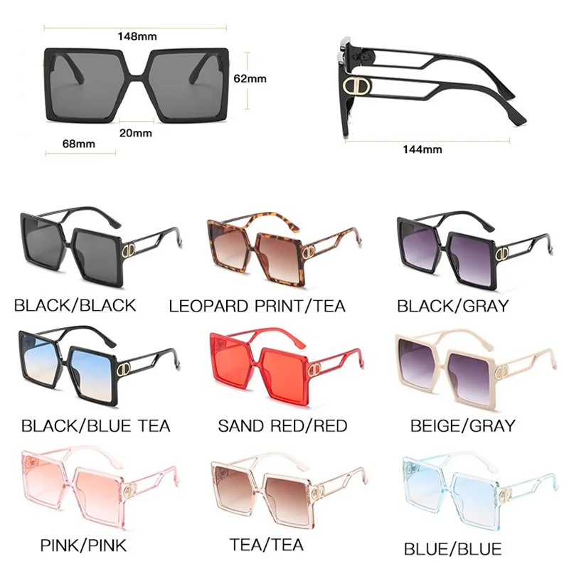 

Vintage Square Sun glasses Woman 2020 Brand Designer Oversized Sun Glasses Women Retro Shades Lentes De Sol Mujer UV400