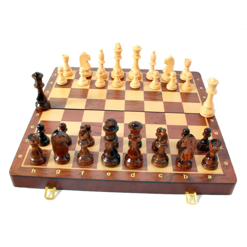 

2021 Foreign Trade Hot-selling High-end Wooden Chess Rosewood Veneer Chess Board with 2 More Color Box 39cm