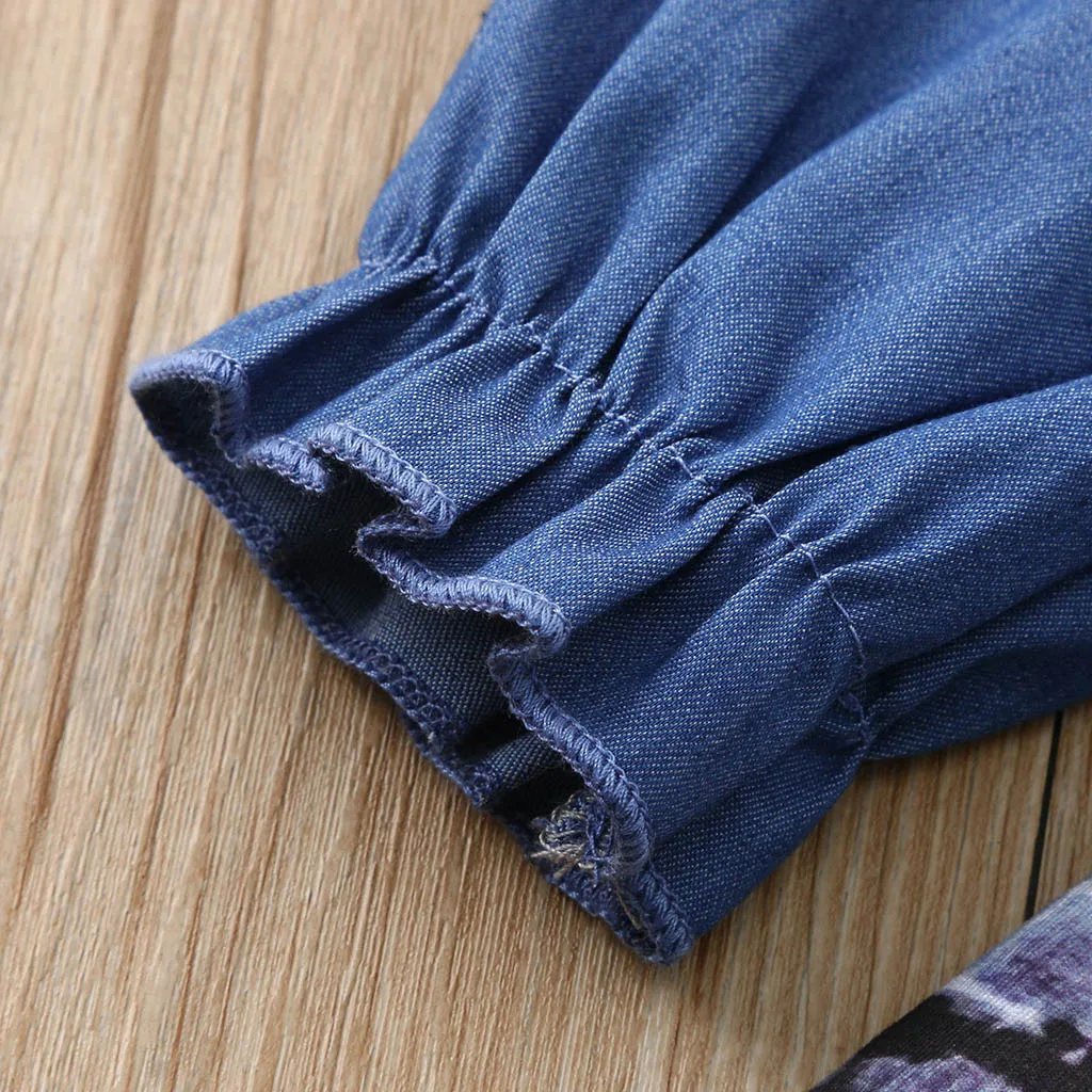 Платья для малышей платье девочек маленьких Джинсовое с рюшами и тыквой на