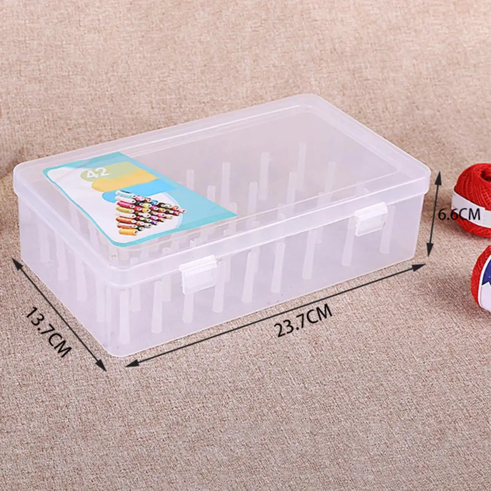 

Hot sales! 42 shaft needle sewing thread box transparent line organizers storage containers