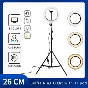 10 led selfie ring light dimmable round lamp tripod trepied makeup ringlight phone stand holder para celular ledlightlamp free global shipping