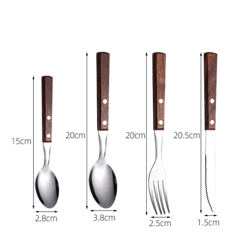 1 шт. вилка и нож из нержавеющей стали с деревянной ручкой | Дом сад