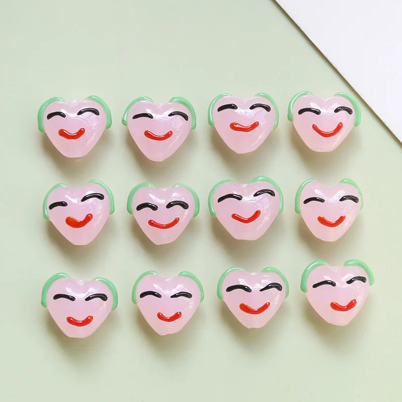 

Бусины в форме смайлика для девочек, модные широкие бусины «сделай сам» с отверстием в форме сердца для изготовления ювелирных изделий, браслетов и сережек, 10 штук, 16 х14 мм