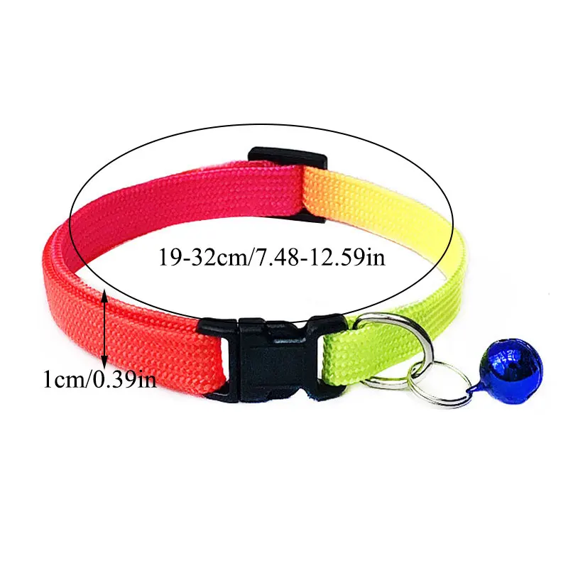 1 шт. случайный цвет Радужный ошейник колокольчик для домашних животных Регулируемый подходит кошек и