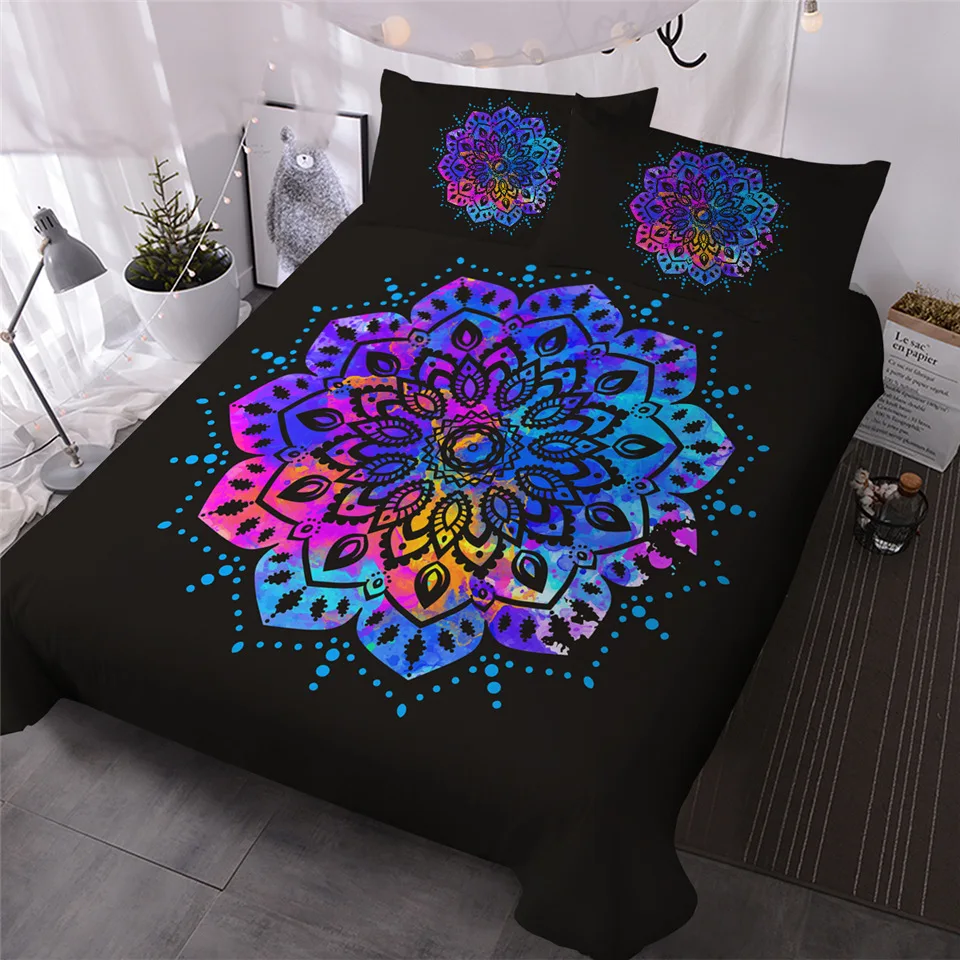 Blesslive цветок лотоса Tie Dye постельное белье 3 шт. богемный Мандала пододеяльник Желтый Фиолетовый Зеленый Tye Dye домашний текстиль - Цвет: 4