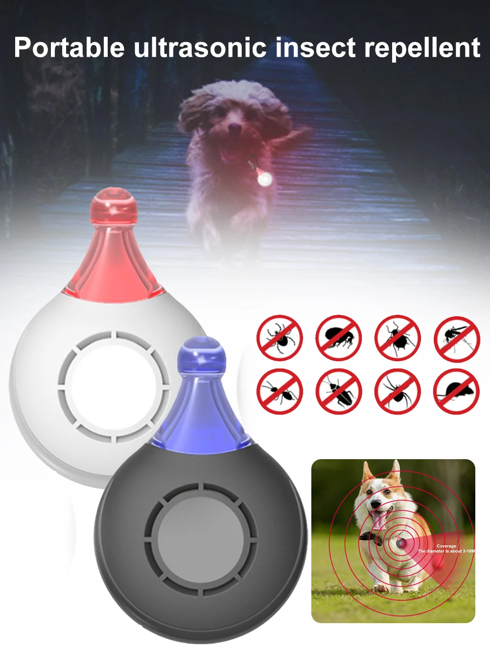 

Pet Ultrasonic Flea Remover Collar Tick Repellent Lice Repeller For Dogs Cat USB Cleaning Tools Pest Control Products For Home