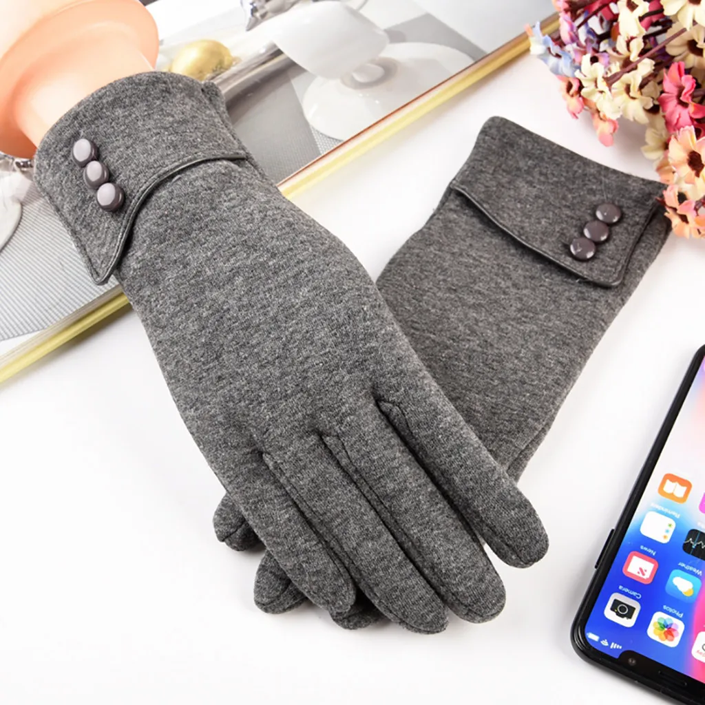 Winter Lady Gloves New 2019 Fashion Plus Velvet Leather Polyester For Women Solid Soft Fluffy High Quality 19Oct29 | Аксессуары для