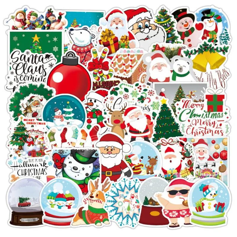

10/30/50PCS holiday supplies Christmas old man graffiti motorcycle notebook skateboard guitar waterproof sticker wholesale