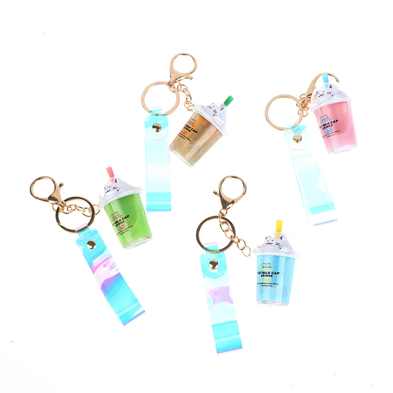 Новинка брелок с мультяшным котом автомобильный мини-брелок чашкой молочного