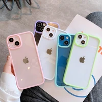 candy color border shockproof clear phone case for iphone 13 pro max 12 mini 11 xr x xs 7 8 plus se 2020 transparent soft cover