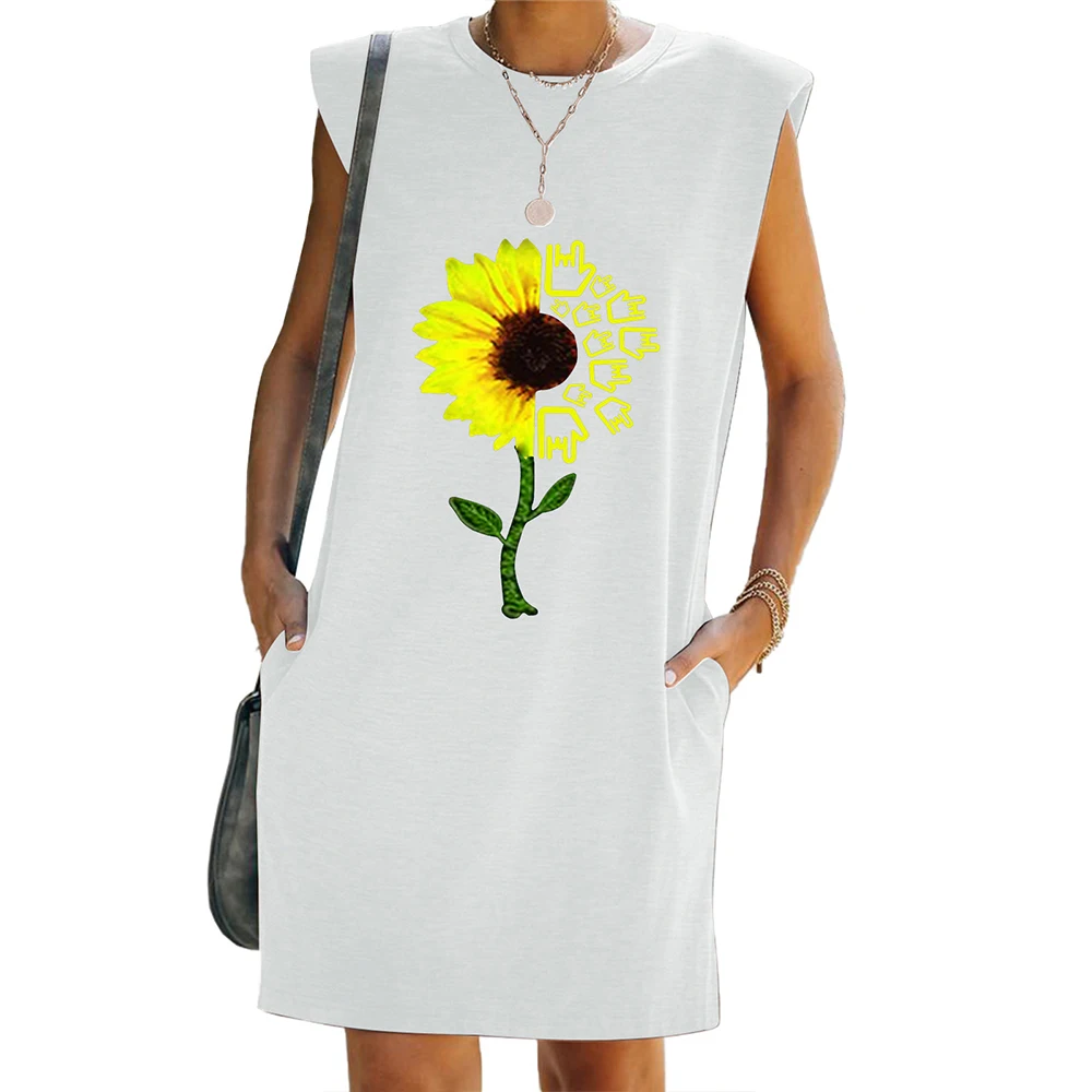 

Женское платье-футболка без рукавов, с принтом