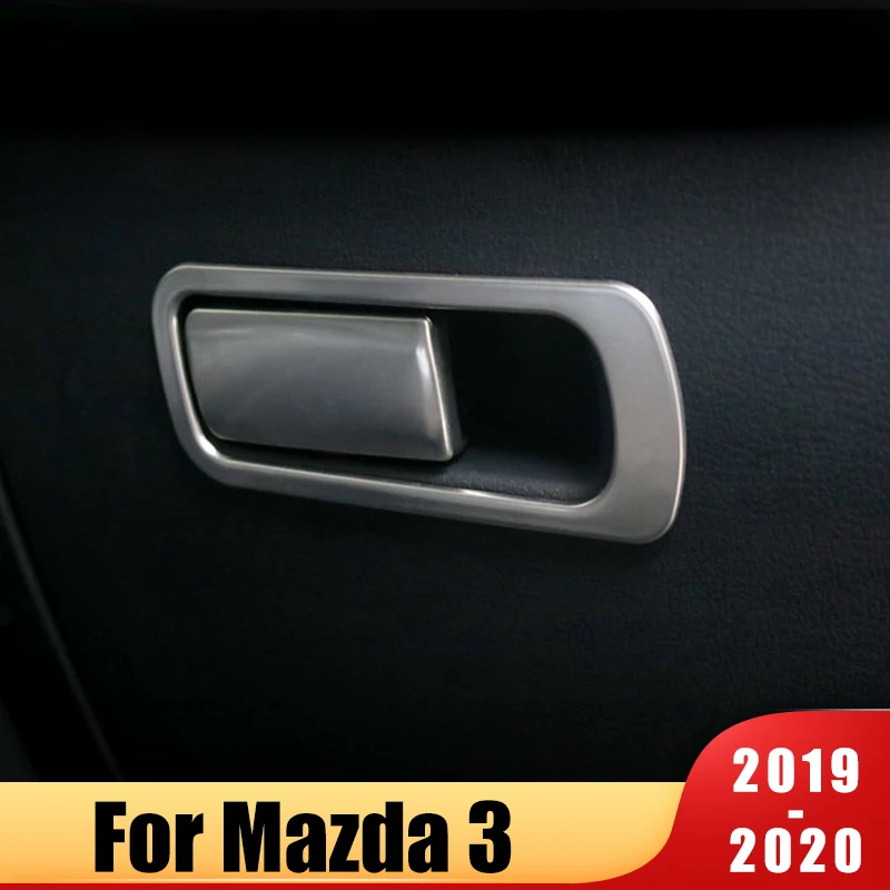 

For Mazda 3 Axela 2019 2020 Stainless steel Car Glove Box Copilot Storage Switch Handle Sequins Stickers Trim Cover Accessories