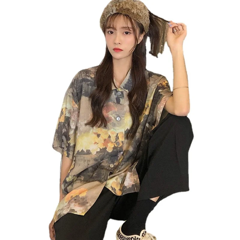 

Oversized Tee Women Shirt White S-XL Sexy Autumn Top Casual Loose Blouses Blusas Painting Shirts Camisas Mujer