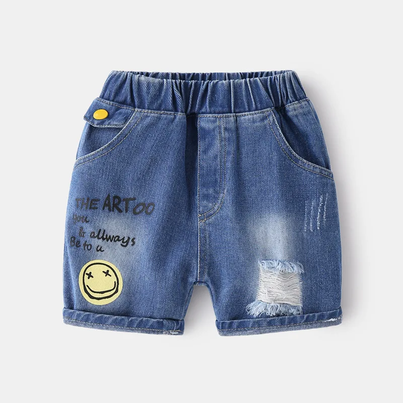 Рваные джинсовые шорты для мальчиков летние брюки до колена малышей милые