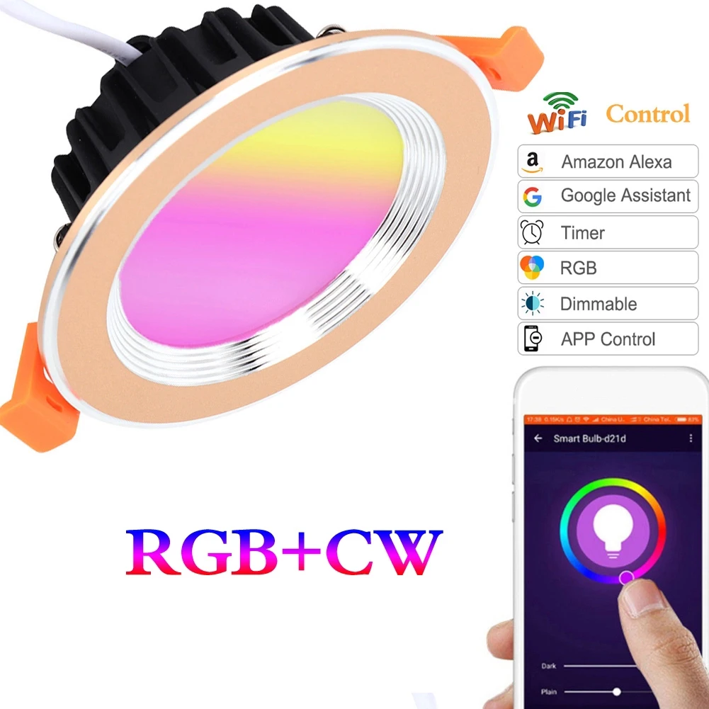 Умный светодиодный светильник RGB + CW WIFI приглушаемый Светильник направленного