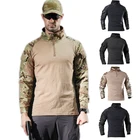 Тактическая Военная тренировочная футболка, камуфляжная Футболка-Комба для страйкбола, рубашка с длинными рукавами для быстрого штурма, одежда для охоты и боевых забастовок