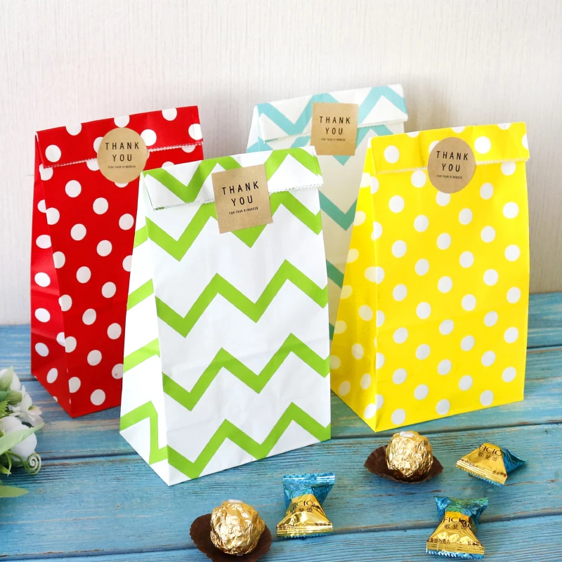 10 комплектов из крафт-бумаги Бумага сумки зигзаг в горошек свободная полосатая