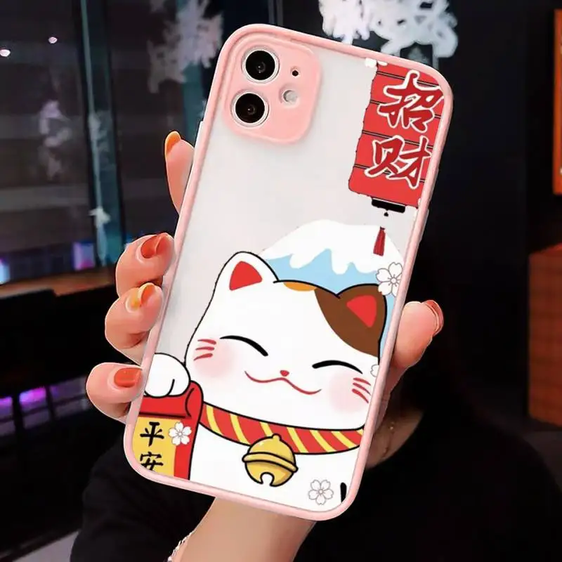 

Koi Fish Lucky Cat Cherry Blossom Fashion Phone Case matte transparent For iphone 7 8 11 12 plus mini x xs xr pro max cover
