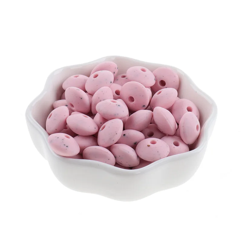 200 Uds., Cuentas de silicona para beb&eacute;s, cuentas de moteado de lentejas, collar de dentici&oacute;n para beb&eacute;s, cadena para masticar, sin BPA, lentejas de silicona de grado alimenticio de 12 * 7mm-4