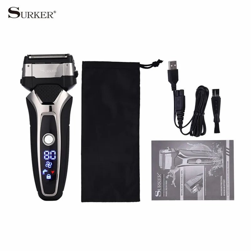 Surker светодиодный цифровой бритвенный станок триммер для волос усов бороды 3D