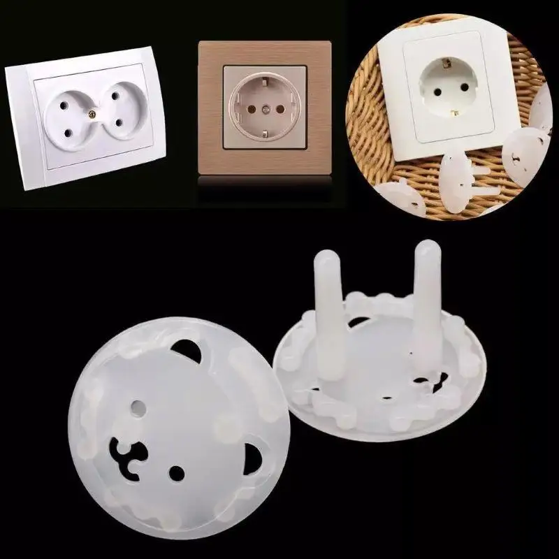 

100/50/30PC Double Safety Power Supply Thick Protection Cover 2Hole European Round Head Anti-shock Child Socket Protective Cover