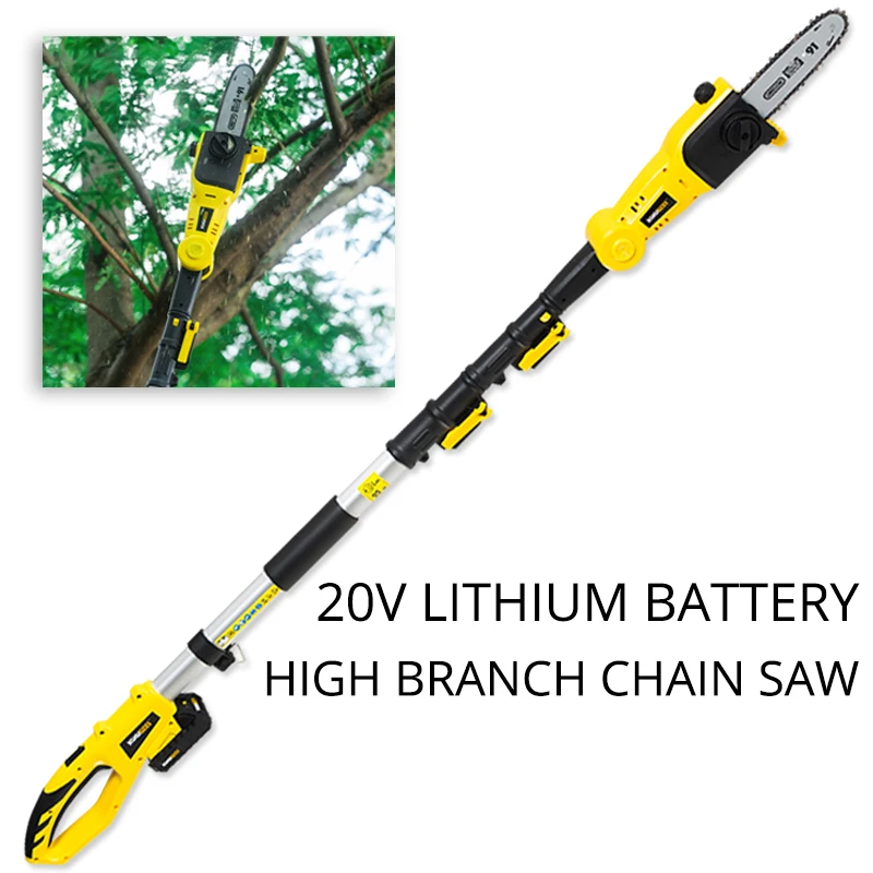 

20V 2/4AH Lithium Battery Rechargeable High Branch Saw Telescopic Electric High Altitude Chain Saw Fruit Tree Shears Garden