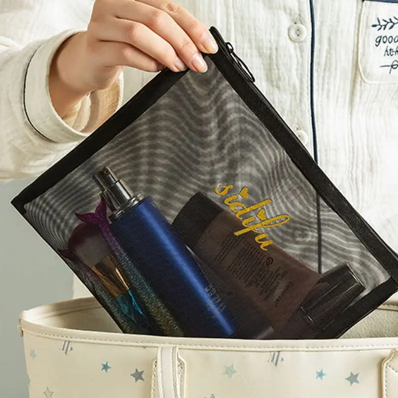 

Multifunctional Cosmetic Bag Mesh Makeup Case Pouch Toiletry Travel Zip Wash Org New 2021