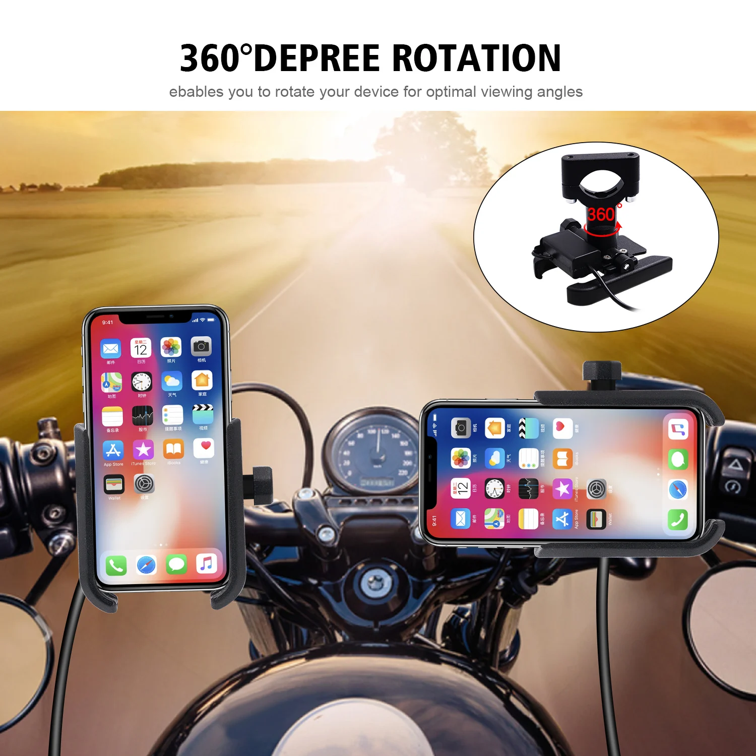 BuzzLee Phone Stand Holder With USB Charger Motorcycle Mobile Mount Bracket Handlebar Amount for iPhone X 11 | Мобильные телефоны и