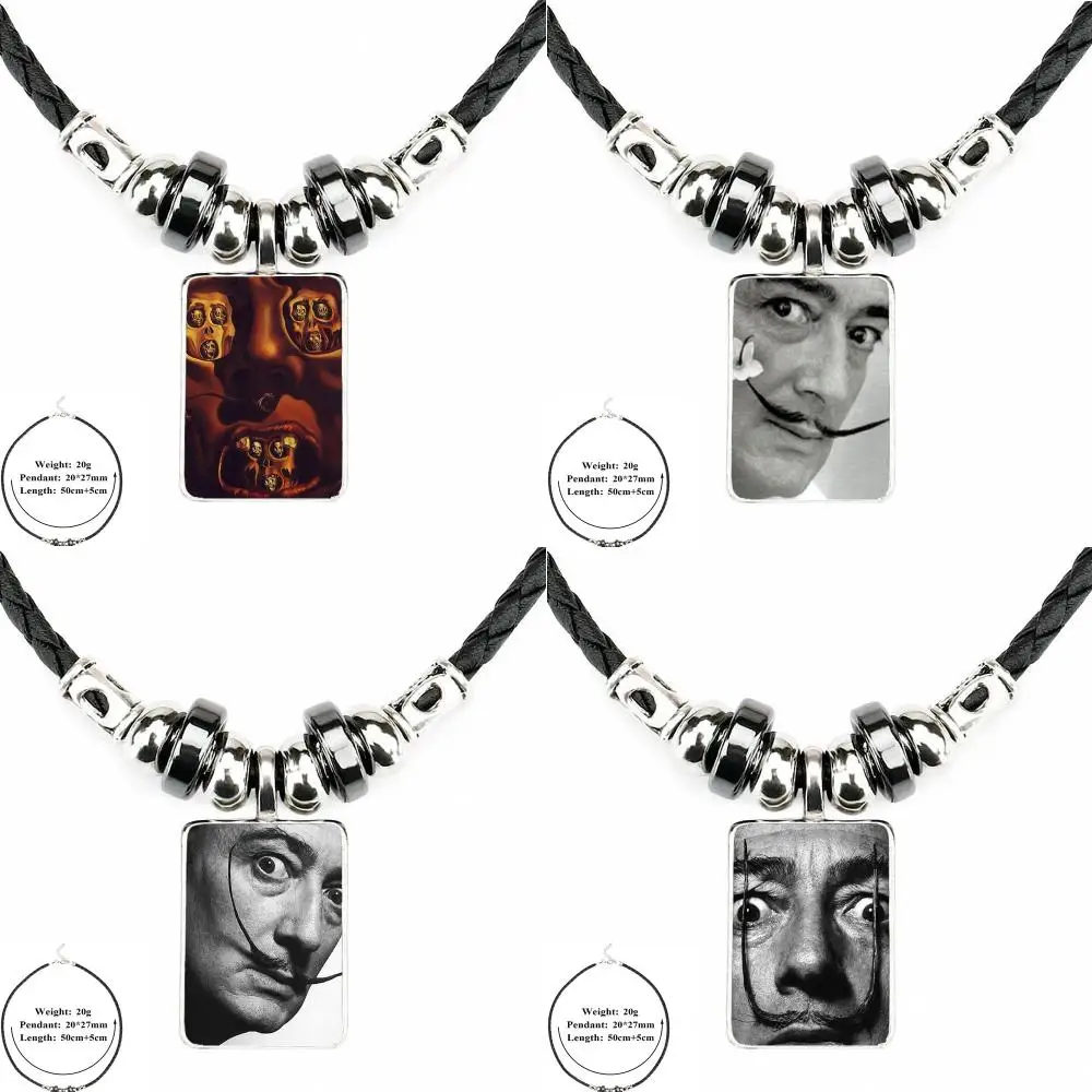 Harajuku Стиль ювелирные изделия черный кожаный шарик стеклянный кабошон для кулона