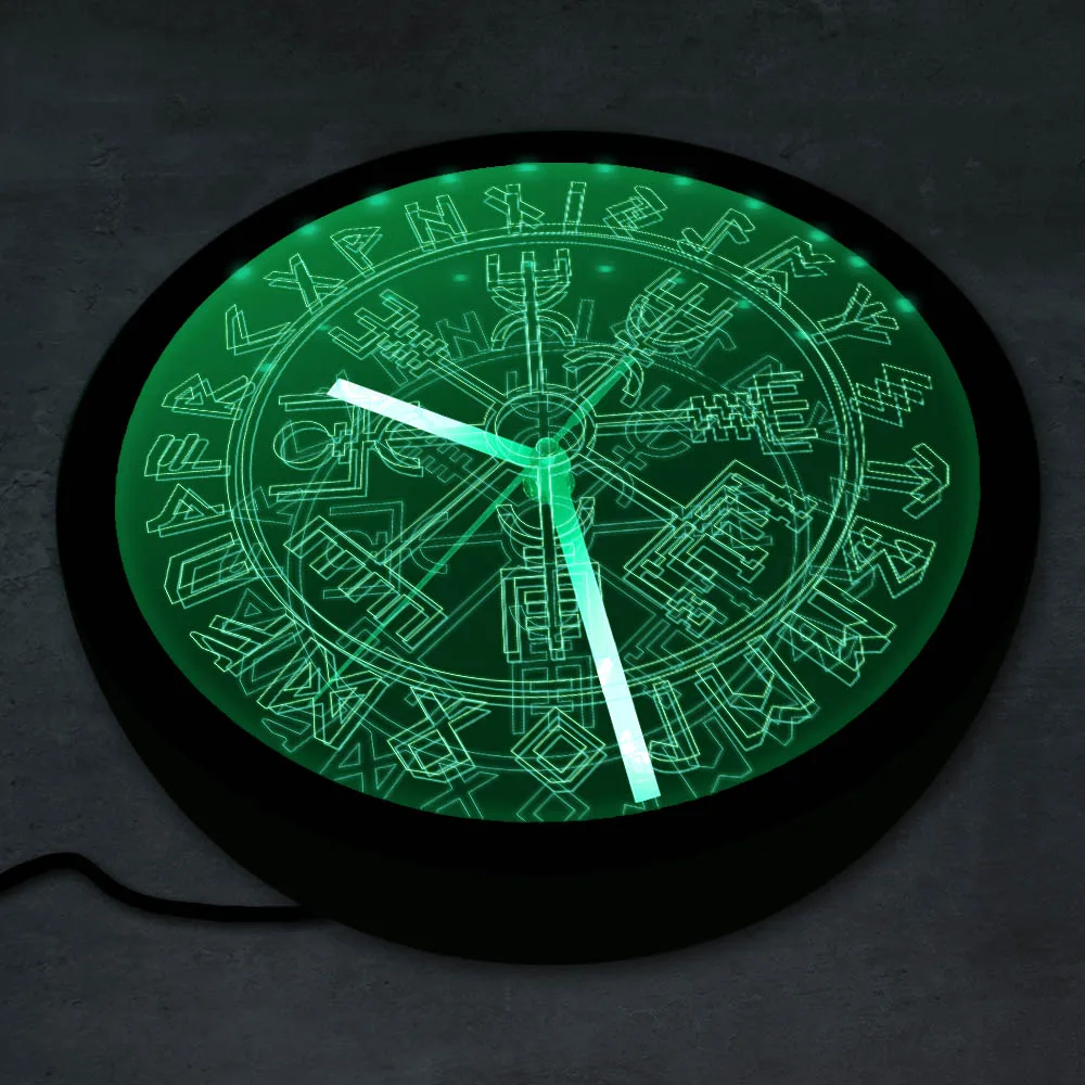 Vegvisir настенные часы с компасом викинги символ руны светодиодный неоновый