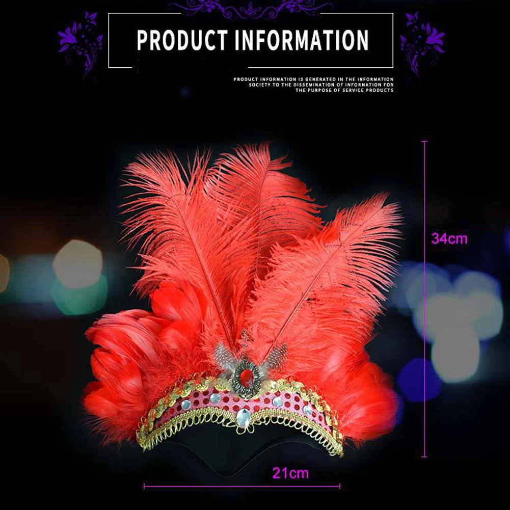 

Indian Crystal Crown Feather Headband Party Festival Celebration Headdress Carnival Headpiece Headgear 2019 New