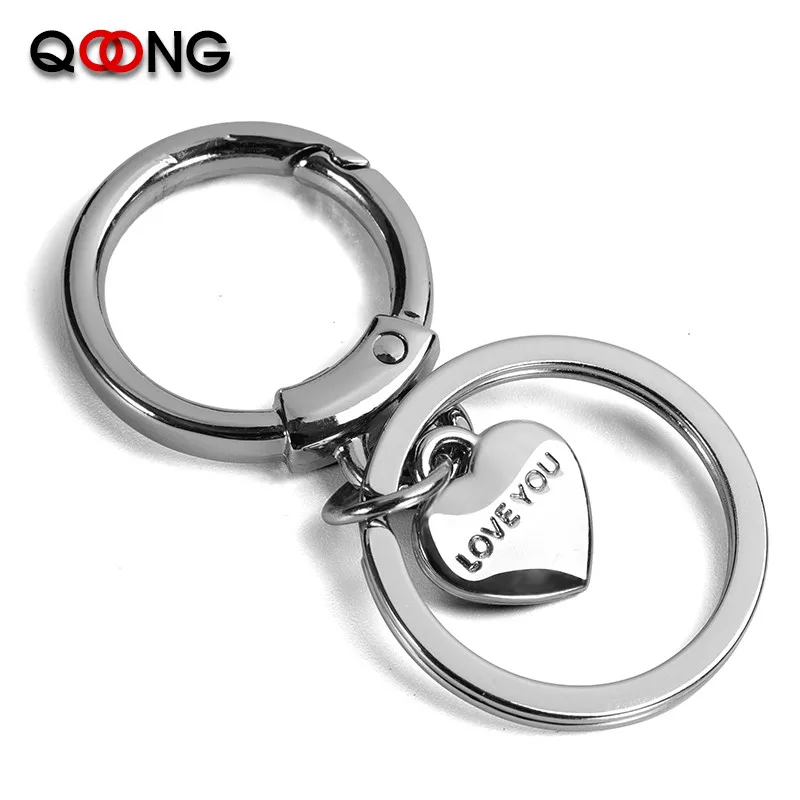 

QOONG New Arrival 2 Colors Lovers' Heart Metal Key Chain Men Women Couple Key Ring Holder Car Keychain Love You Keyring Y96