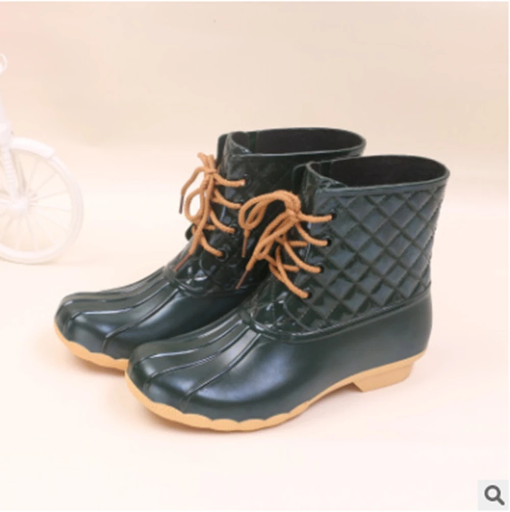 Для женщин дождь сапоги Повседневное со шнуровкой Водонепроницаемый