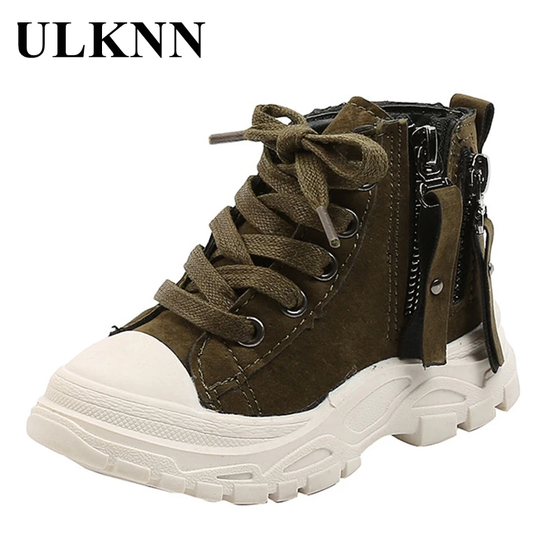 

ULKNN Martin Boots For Children Winter Rubber Sole Shoes Autumn New Girls Boys Short Ankle Boots Non-slip Comfortable Fashion