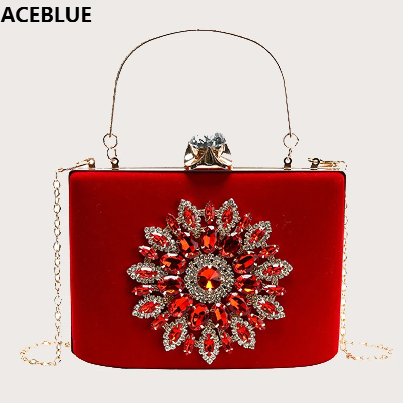 

Famous Brand Luxury Designer Trendy HandBags Diamonds Flower Ladies Crossbody Bag Small Square Minaudiere Leather HandBag