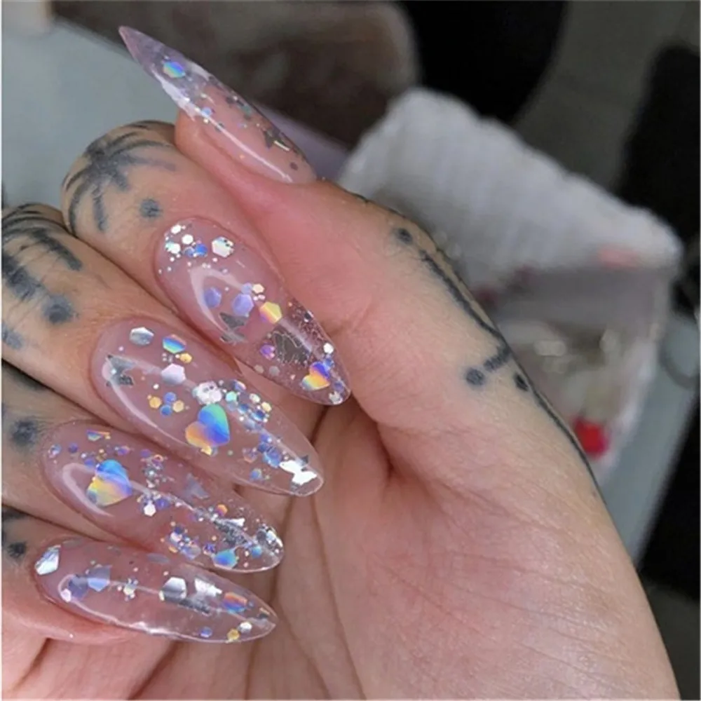 3D Laser Holo Irregular Chameleon Snowflakes Paillette Starry Glass Sequins Nail Art Glitter Powder Decor Manicure Tip | Красота и