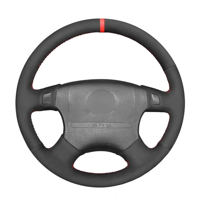 

Hand-stitched Black Suede Red Marker Car Steering Wheel Cover for Honda Accord 1994-1997 Odyssey 1995-1997 Prelude 1994-1996