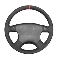 hand stitched black suede red marker car steering wheel cover for honda accord 1994 1997 odyssey 1995 1997 prelude 1994 1996