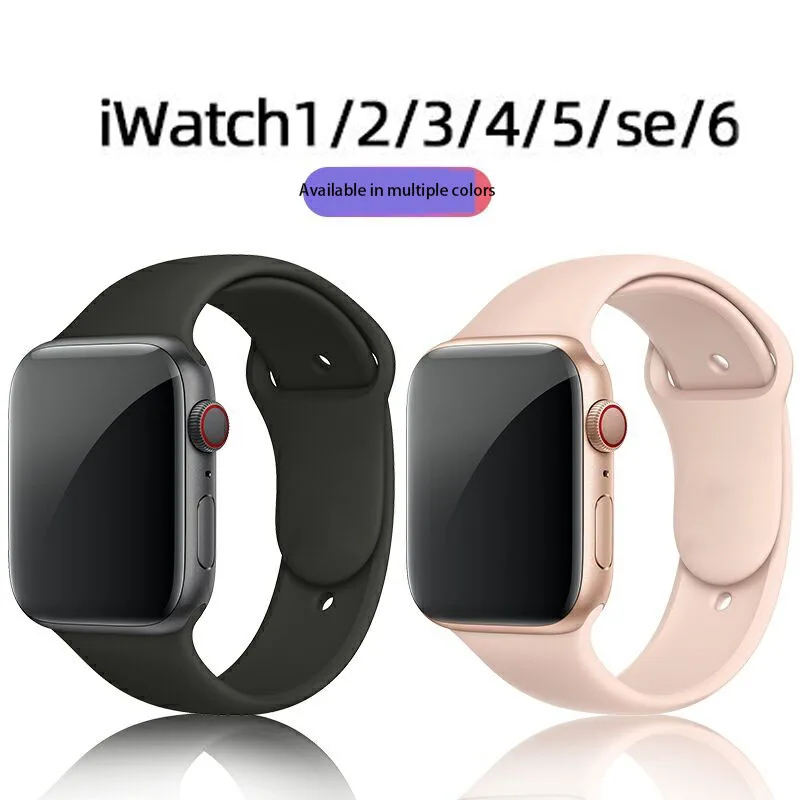 Ремешок силиконовый для Apple Watch band 44 мм 40 38 42 резиновый браслет смарт часов iWatch series