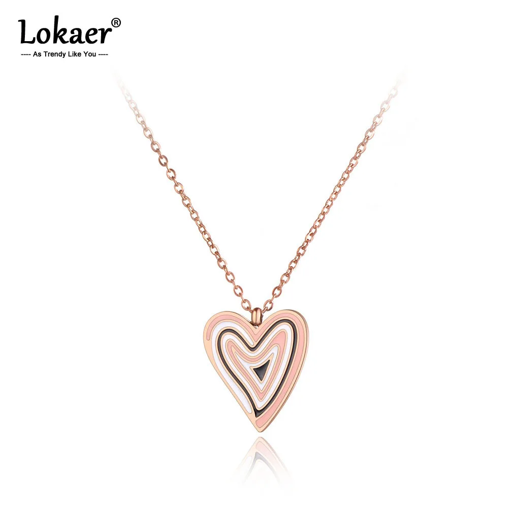 Ожерелье чокер Lokaer из титановой стали с подвеской в виде сердца
