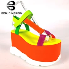 INS Hot Sale Multicolor Open Toe Platform Wedges Brand Women Sandals Summer Punk Colorful Design Casual Leisure Shoes Women