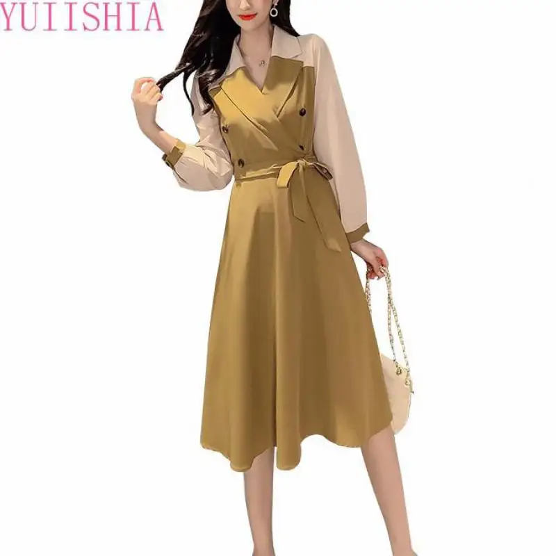 

Женское платье размера плюс; Сезон весна; Модные с v-образным вырезом ТРАПЕЦИЕВИДНОЕ платье длиной до колен, с поясом, с бантом, с украшением, ...