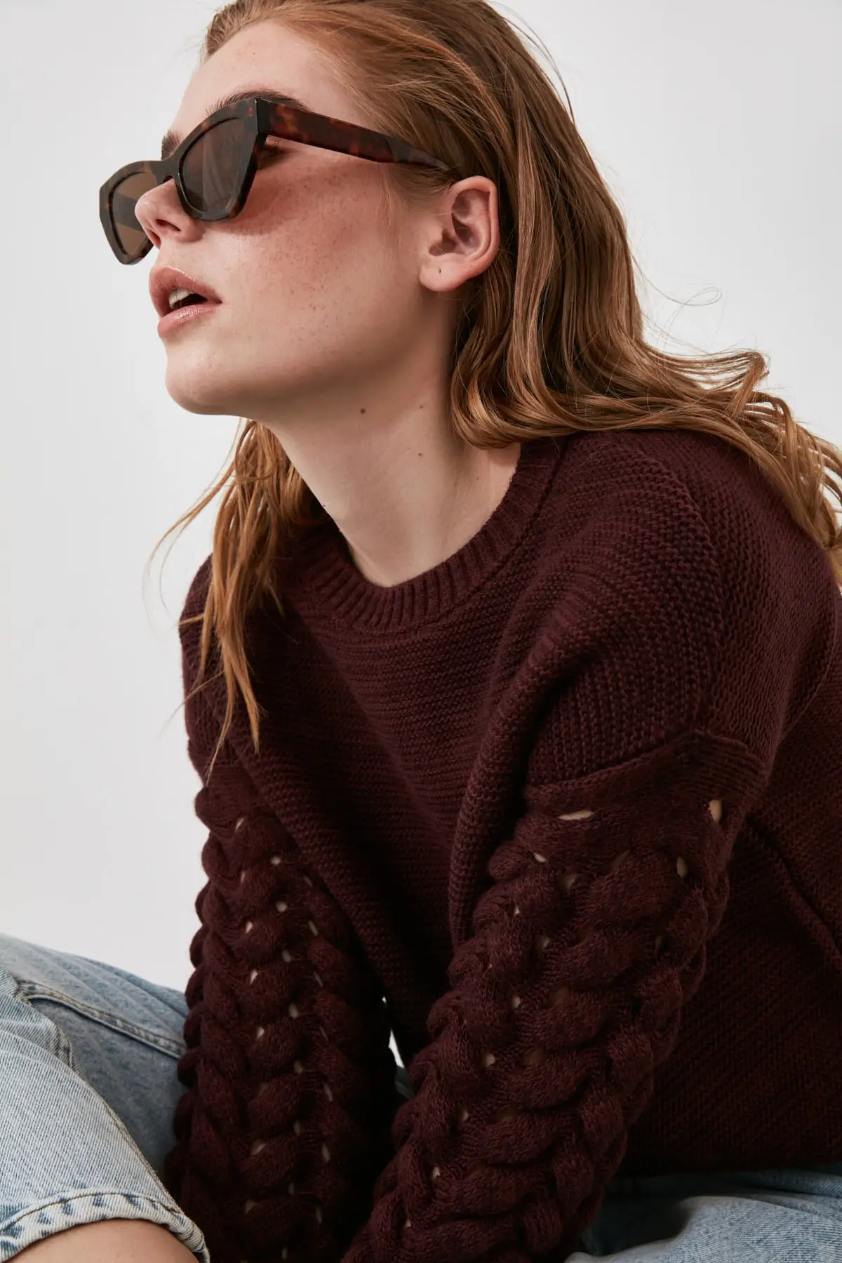 

Trendyol Sleeves are Mesh Detailed Knitwear Sweater TWOAW21KZ2387