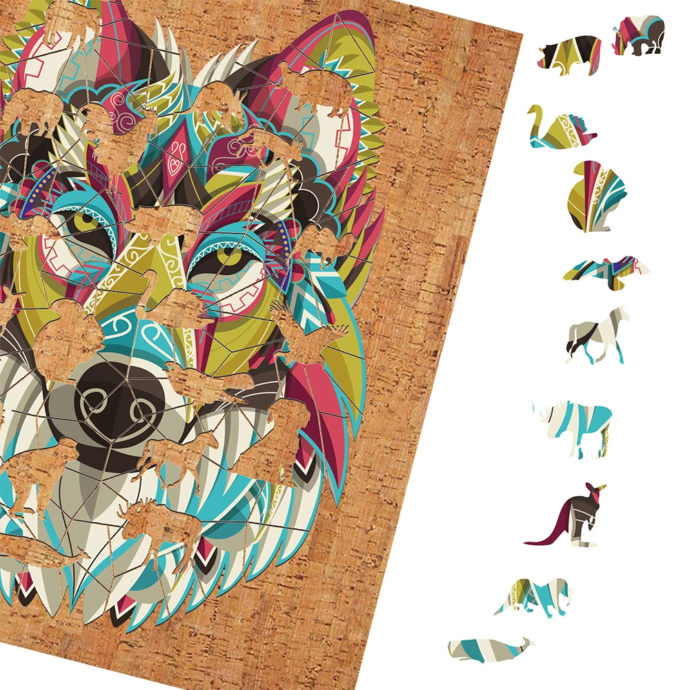 

Animal Paper Puzzles For Adults DIY Puzzle Birthday Gifts For Kids Educational Toys Puzzles Wolf Lion Panda Eagle Bear Antelope